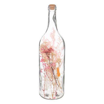 Jarra Em Vidro Com Flores Rosa 45cm, , large