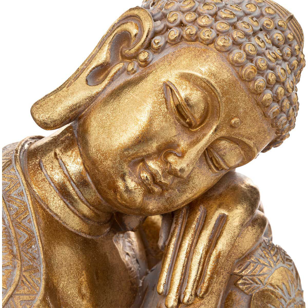 Estátua de buda atherya sentado em resina dourado, , large
