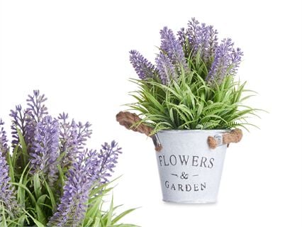 Vaso de metal com lavanda artificial 25cm, , large