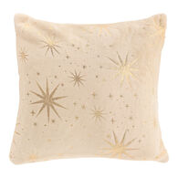 Coj&iacute;n decorativo estrellas doradas beige 40x40cm