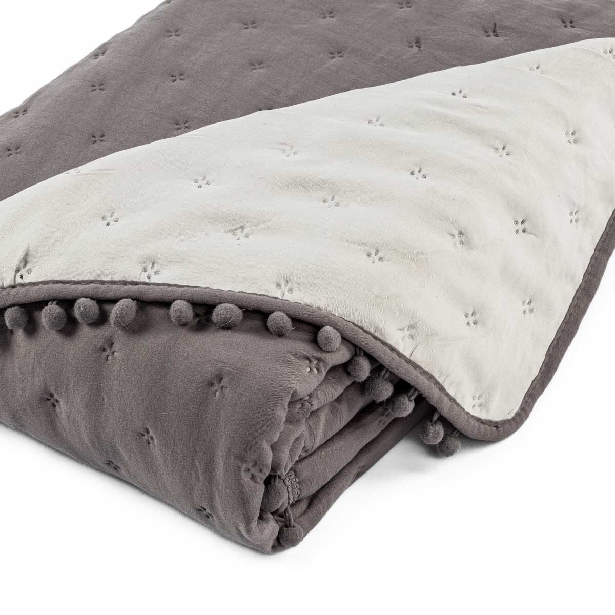 Quilt BEAR grey reversible, , large