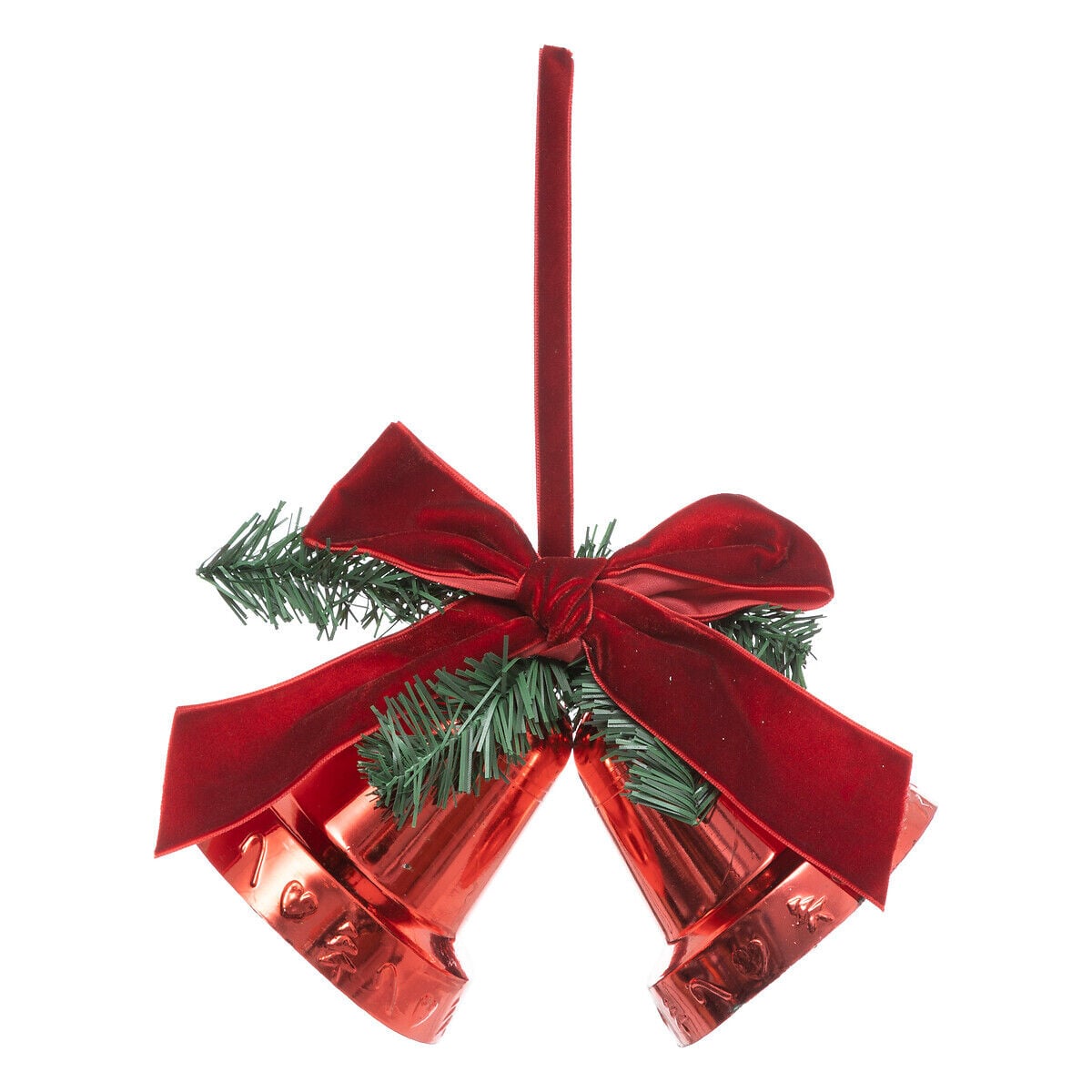 Pendurante em forma de sinos com laço e ramos 20cm, , large