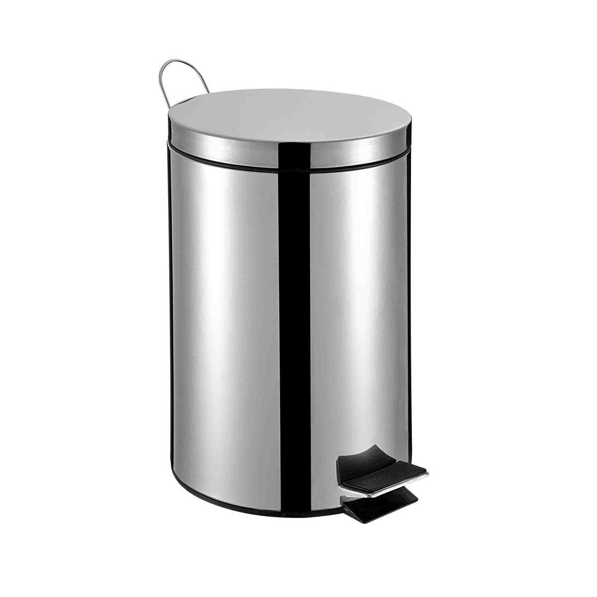 Balde wc com pedal prateado 3l, , large