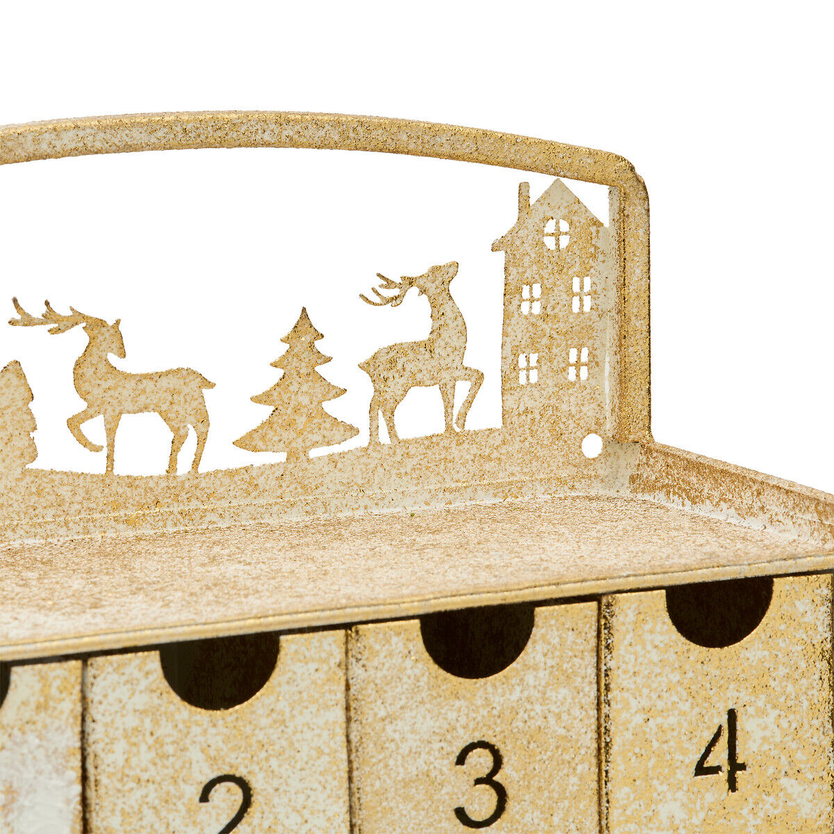 Calendário do advento dourado 25x10x50cm, , large