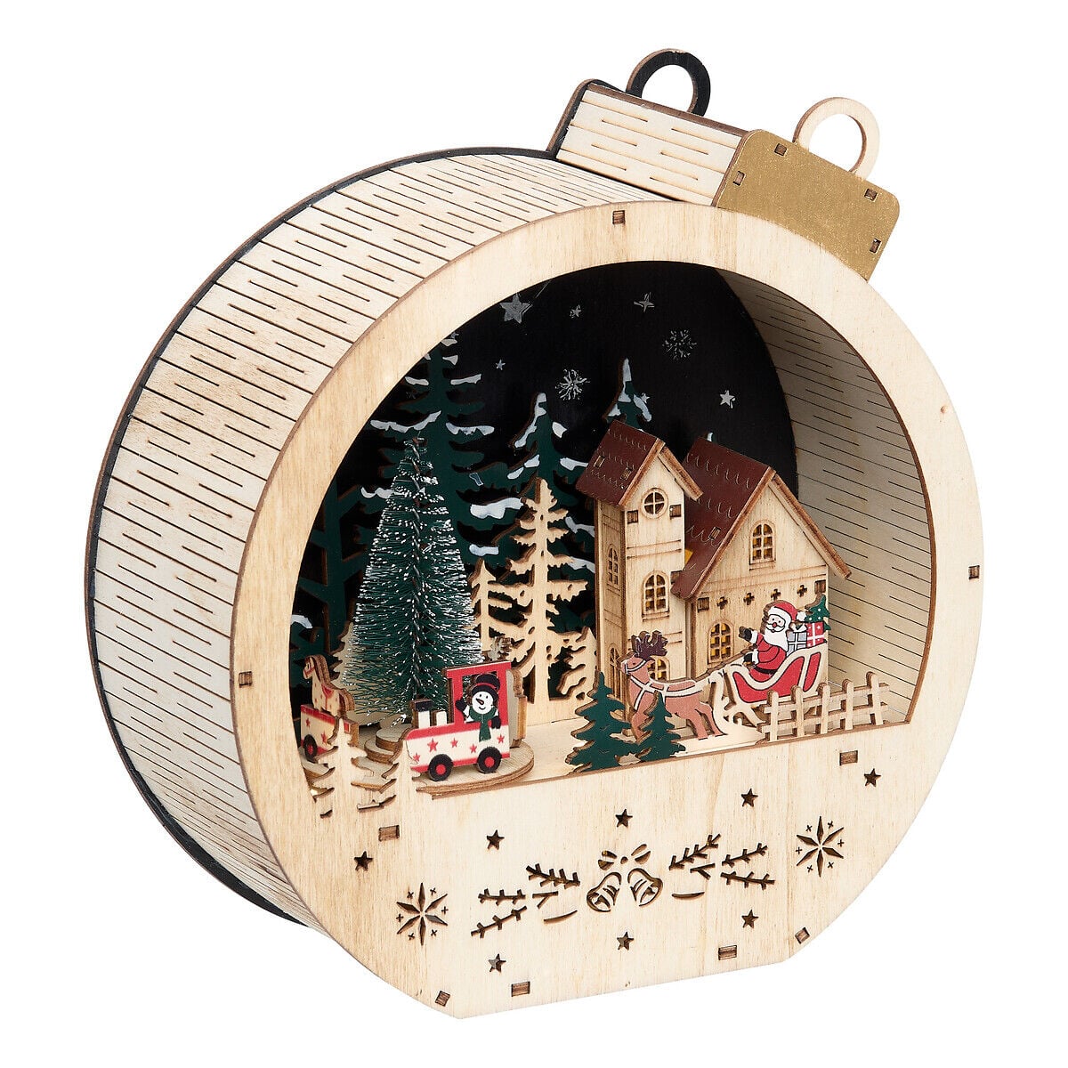 Cenário figura bola de natal com pai natal 21x9x22cm, , large