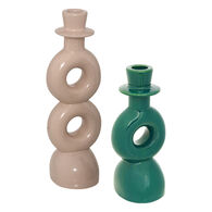 Conjunto de 2 candelabros de cer&aacute;mica MALA 18/25cm