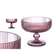 Taça De Gelado Riscas Rosa Em Vidro 31cl