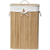 Cesto De Roupa WC Retangular Natural Em Bambu