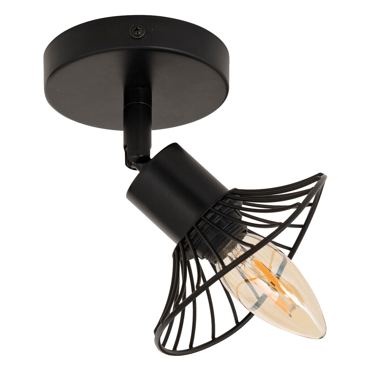 Candeeiro de parede ADELIA preto em metal, , large