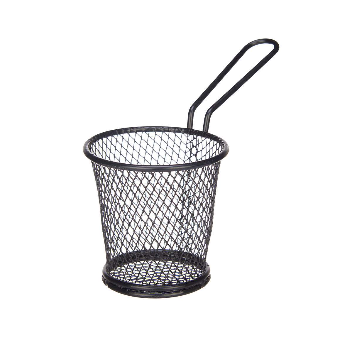 Cesto para servir preto em metal com pega, , large