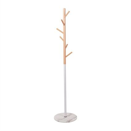 Cabide de pé branco com 6 ganchos e base em mármore 171cm, , large
