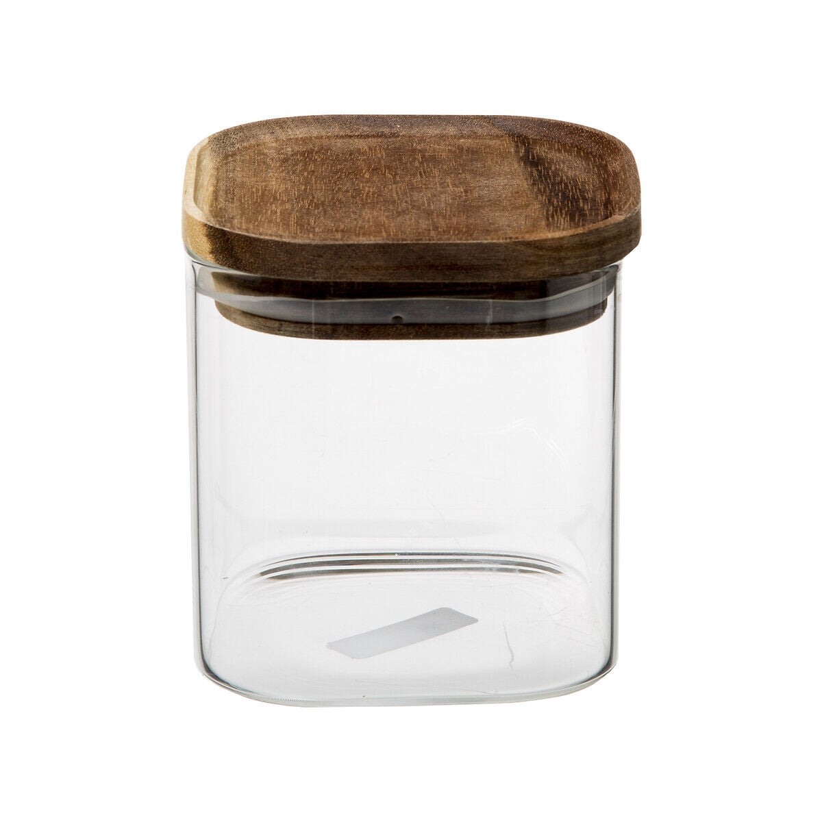 Glass jar with acacia wood lid, , large