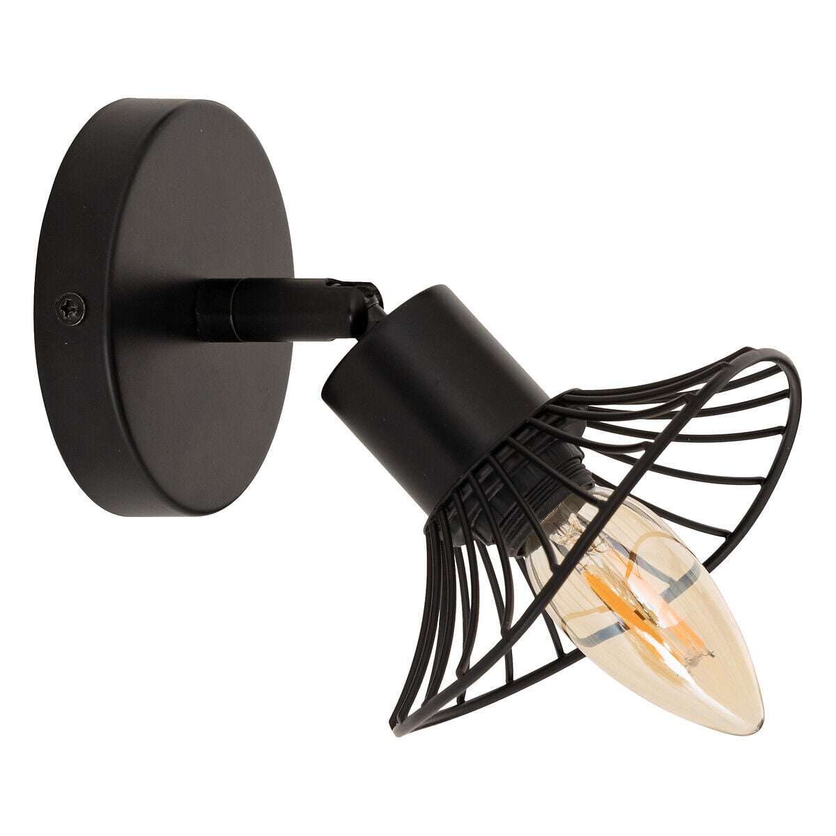 Candeeiro de parede ADELIA preto em metal, , large