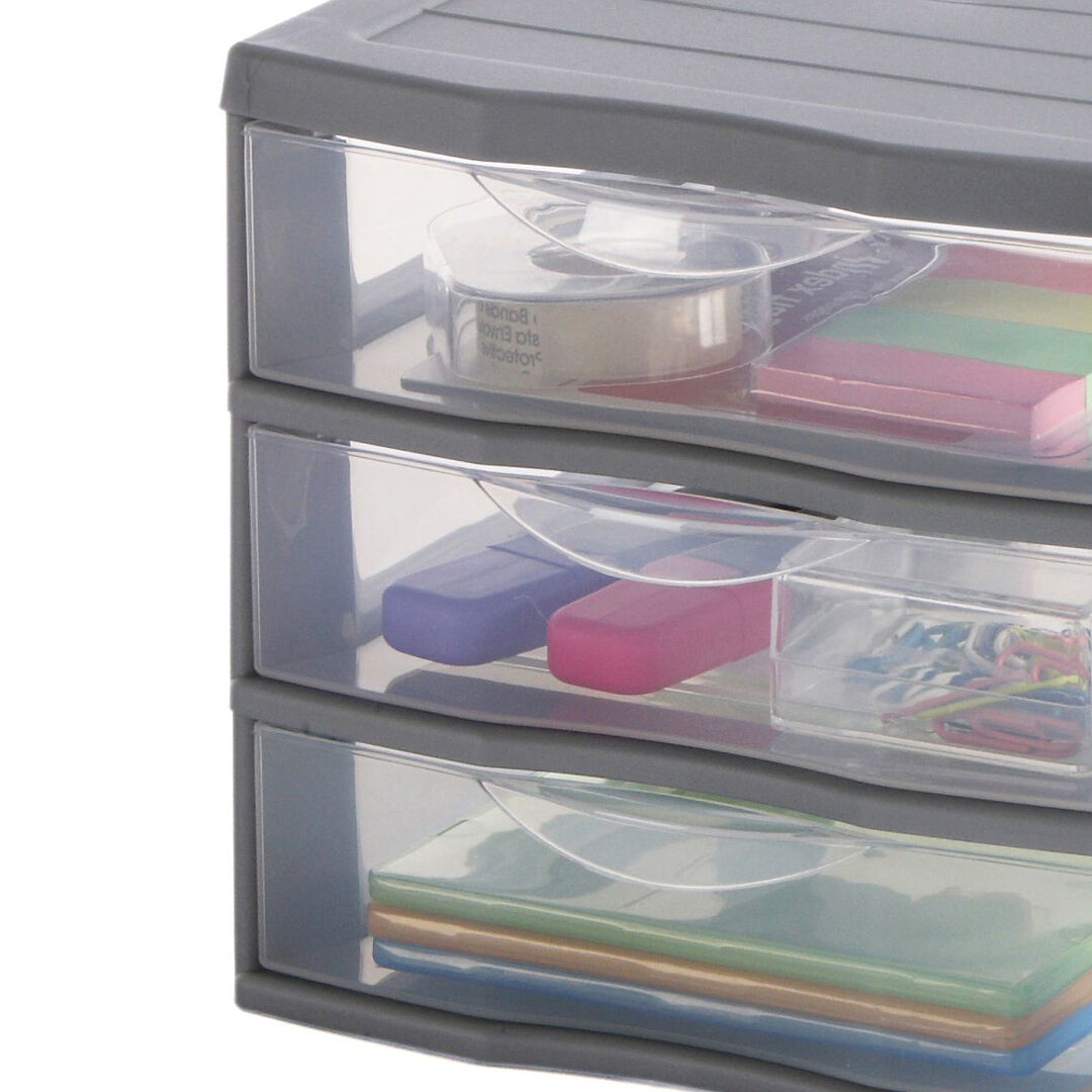 Storage unit grey with 3 drawers, , large