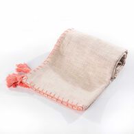 Manta crudo con borlas rosa 120x160cm