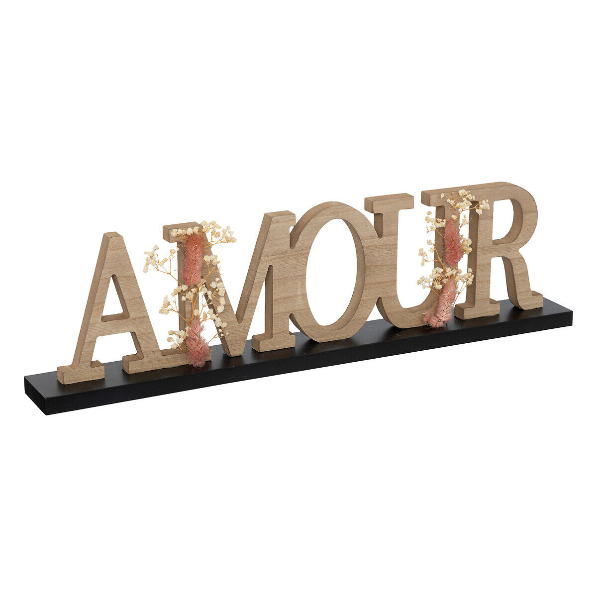 Palavra decorativa amour em mdf com flores, , large