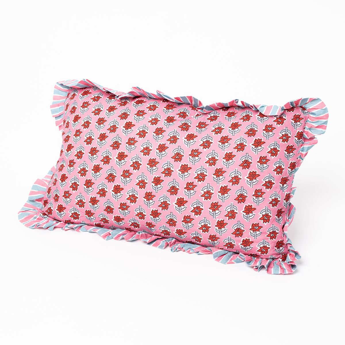 Almofada YUCATAN floral com folhos 35x60xm, , large