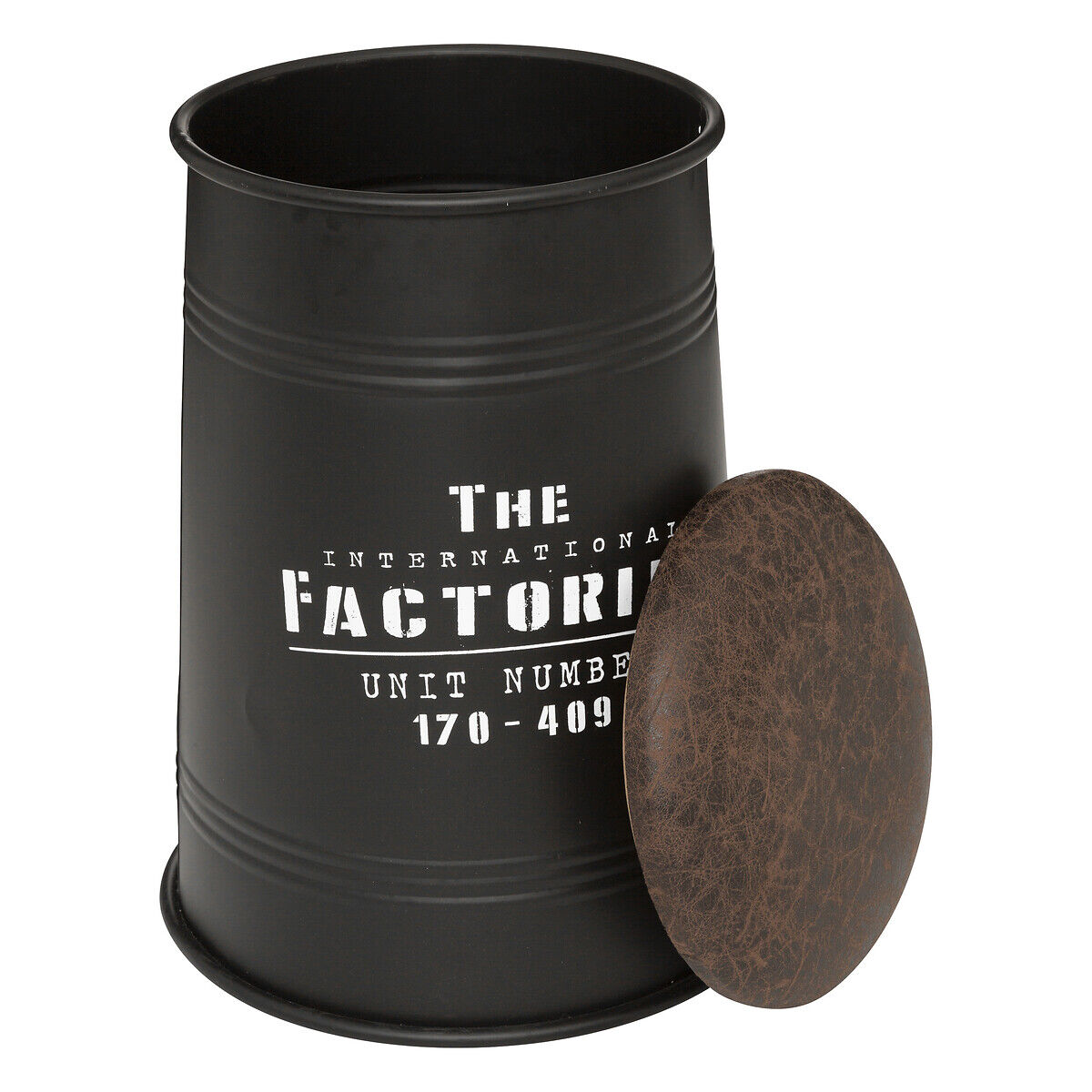 Pufe FACTORY preto em metal, , large
