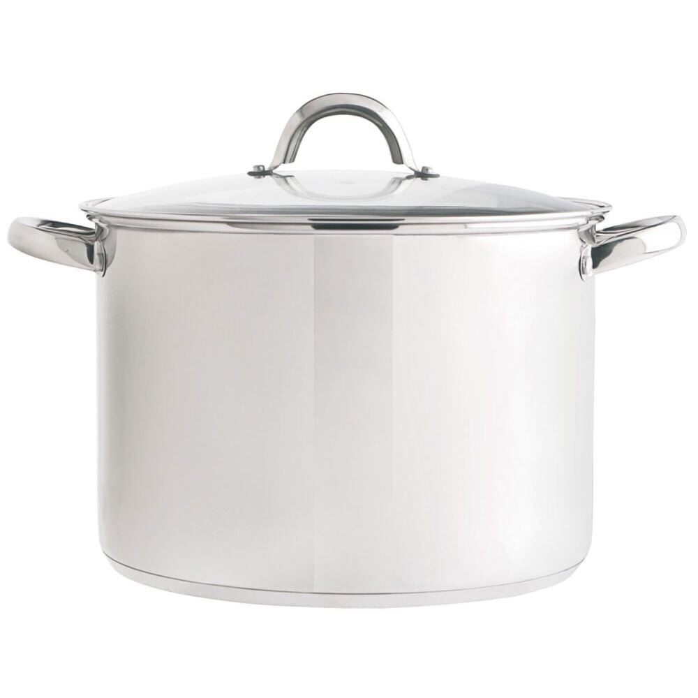 Stockpot in stainless steel with glass lid, , large