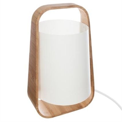 Candeeiro de mesa branco em bambu, , large