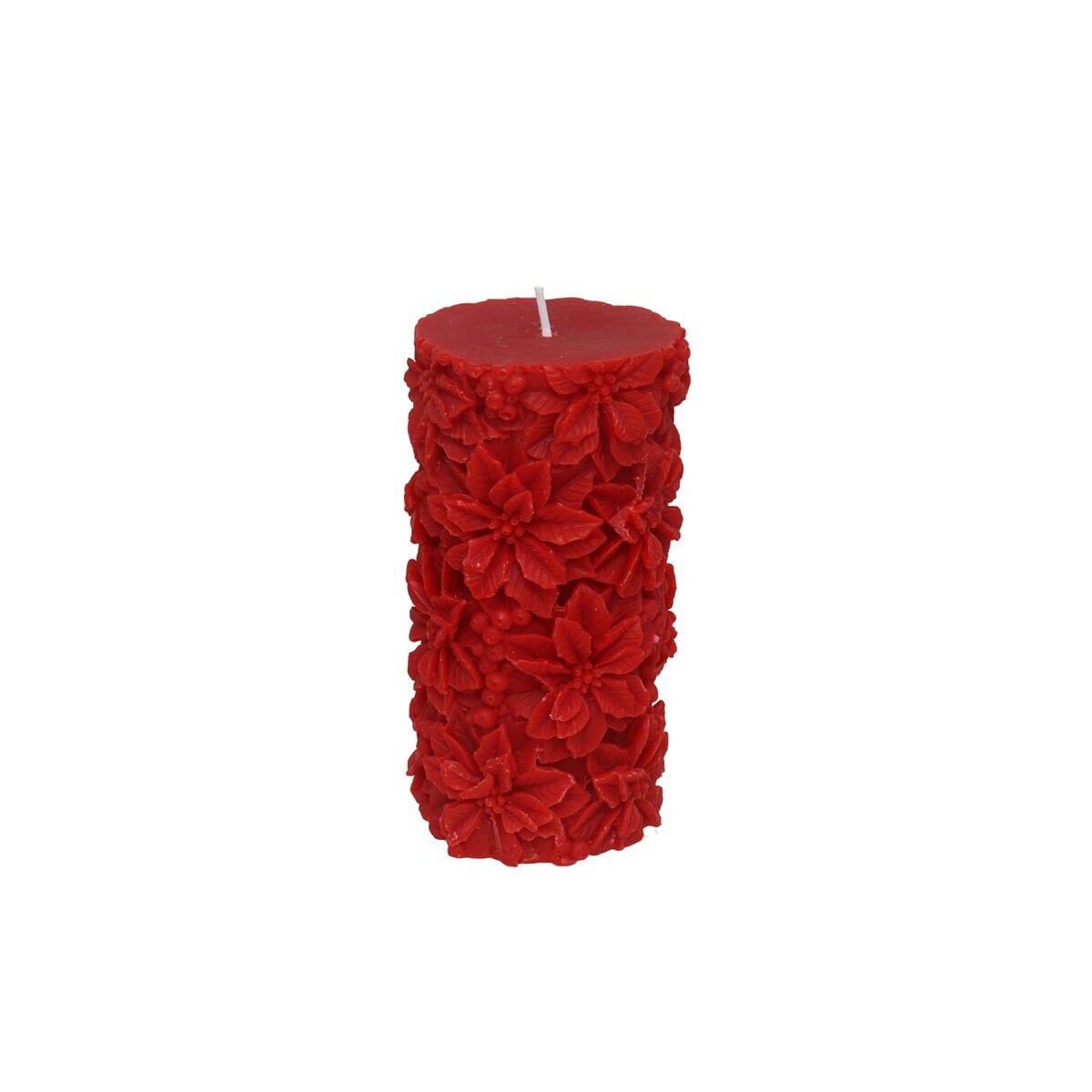 Vela com cravação de poinsettias vermelha 12x6cm, , large