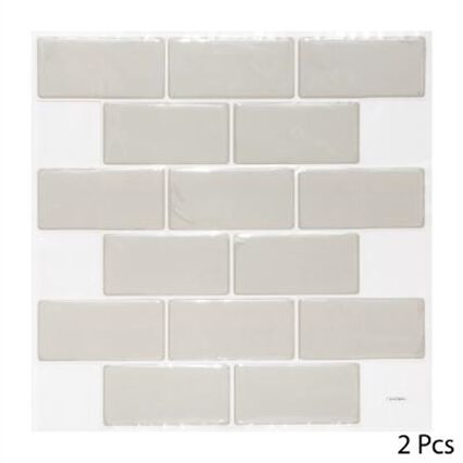 Decoração mural azulejo cinza claro 25x25cm, , large