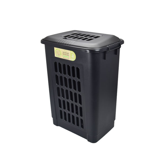 Cesto de roupa wc preto 57l, , large