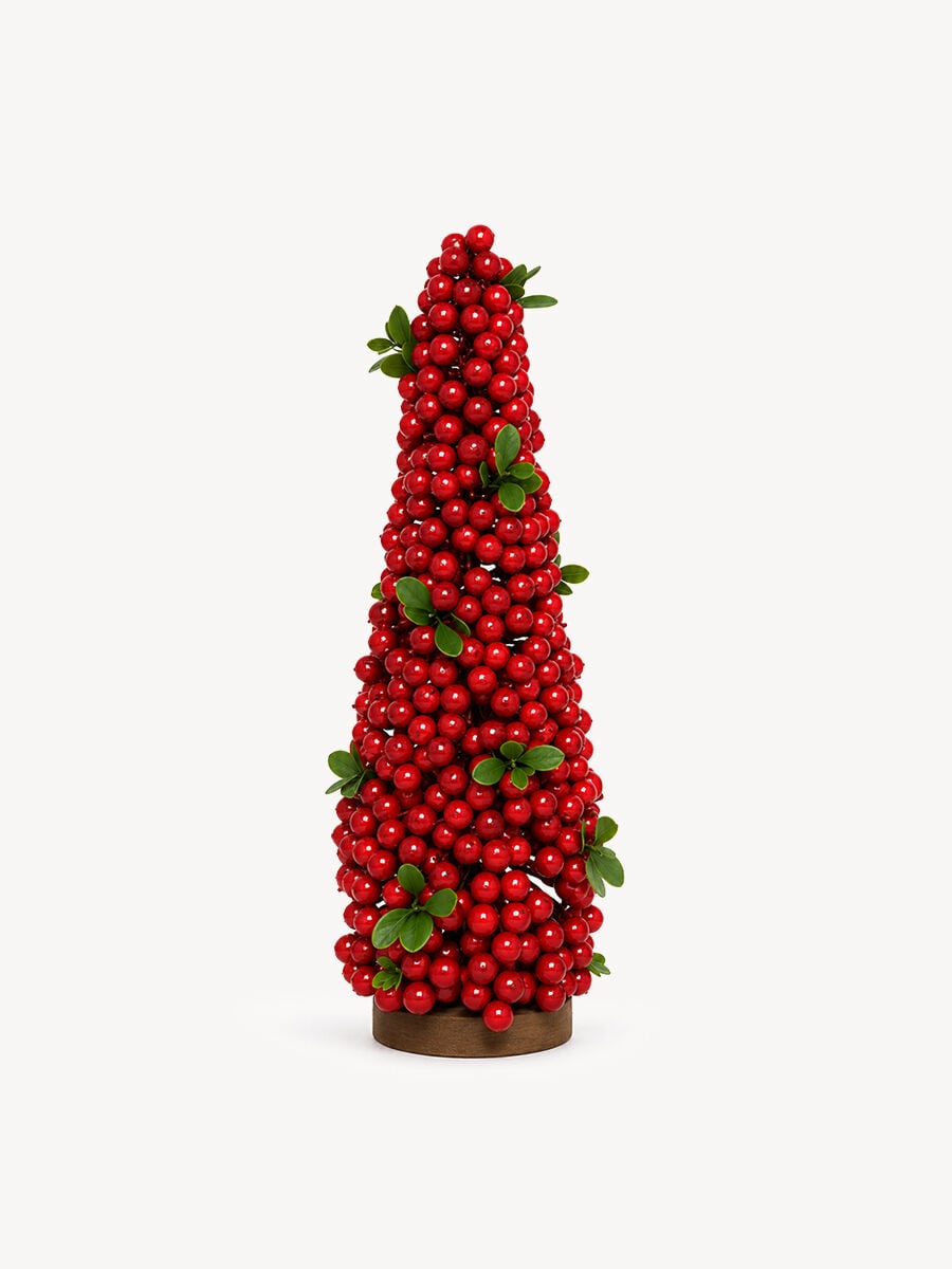 Árbol de navidad decorativo con bayas y hojas 30cm, , large