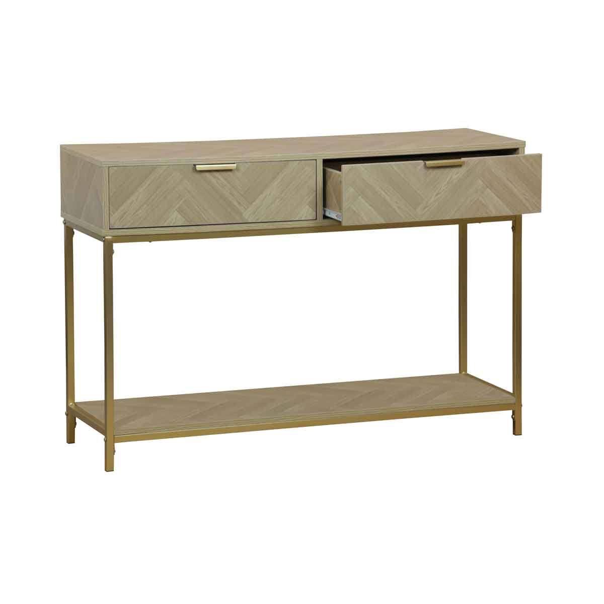 Consola CHEVRON bege em mdf com 2 gavetas, , large