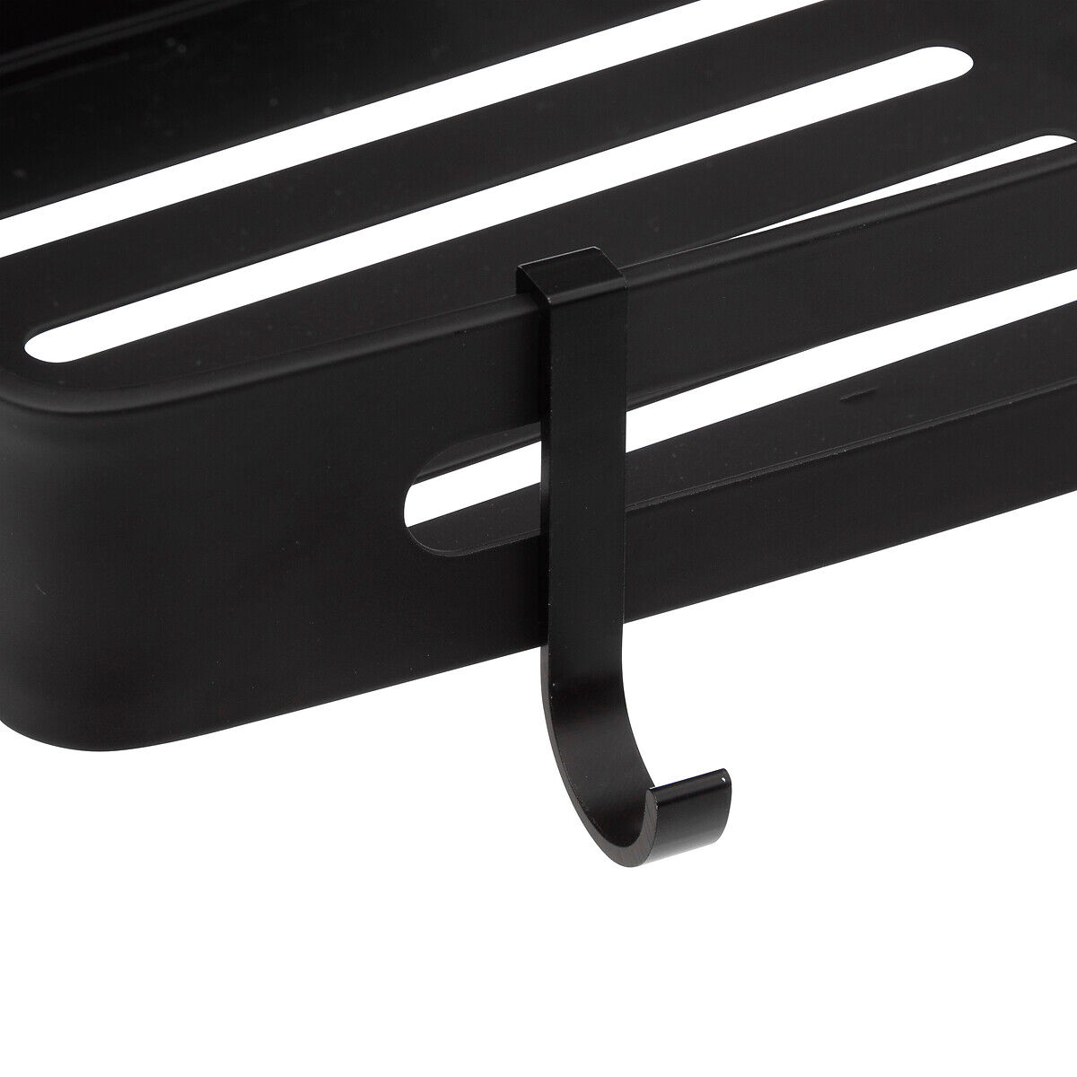 Soporte wc con adhesivo negro aluminio, , large