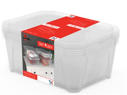 Conjunto de 4 caixas de arrumação transparente 11l, , large