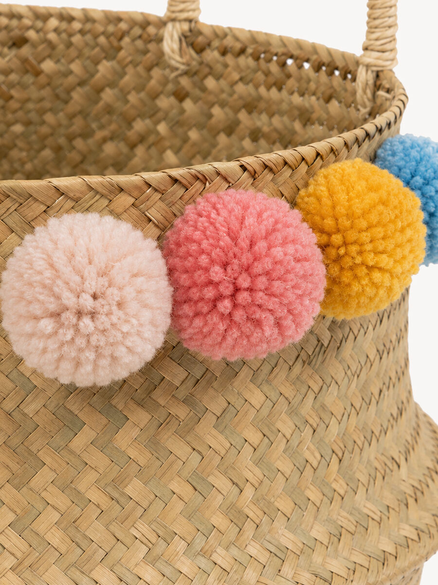 Cesto de arrumação LIA com pompons, , large