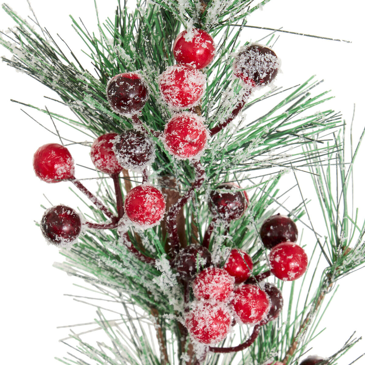Haste de pinheiro com neve e bagas 65cm, , large
