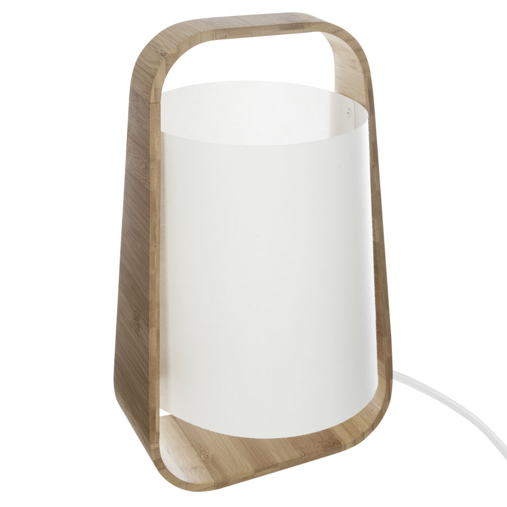 Candeeiro de mesa branco em bambu, , large