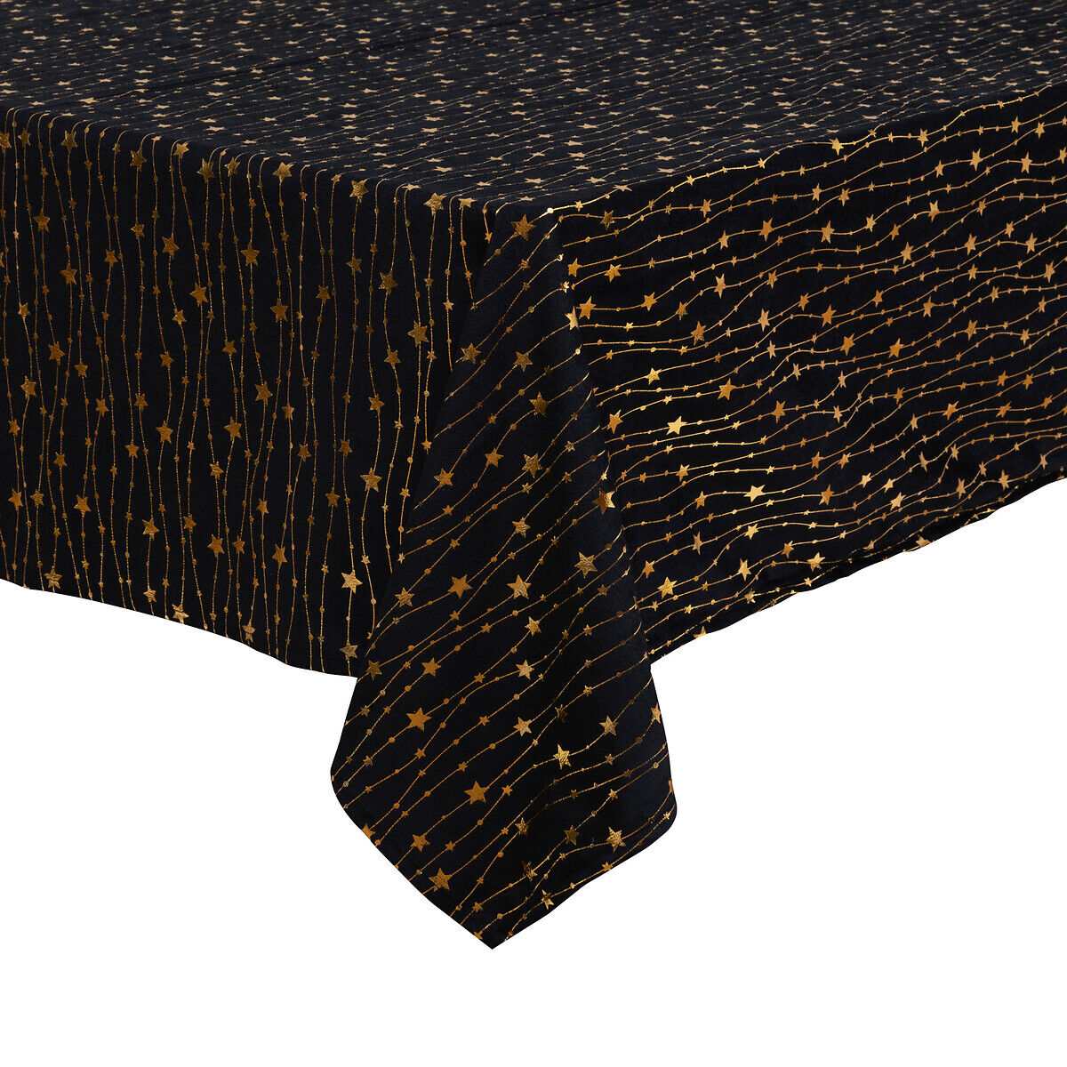 Toalha de mesa com estrelas preta em veludo 140x360cm, , large