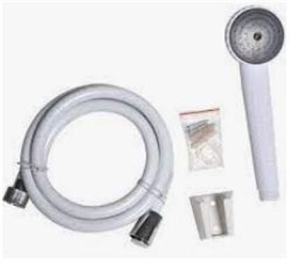 Kit chuveiro branco 1 função e mangueira flexível 150cm, , large