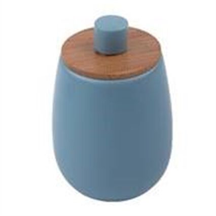 Pote WC Azul Mate Em Cerâmica E Bambu, , large