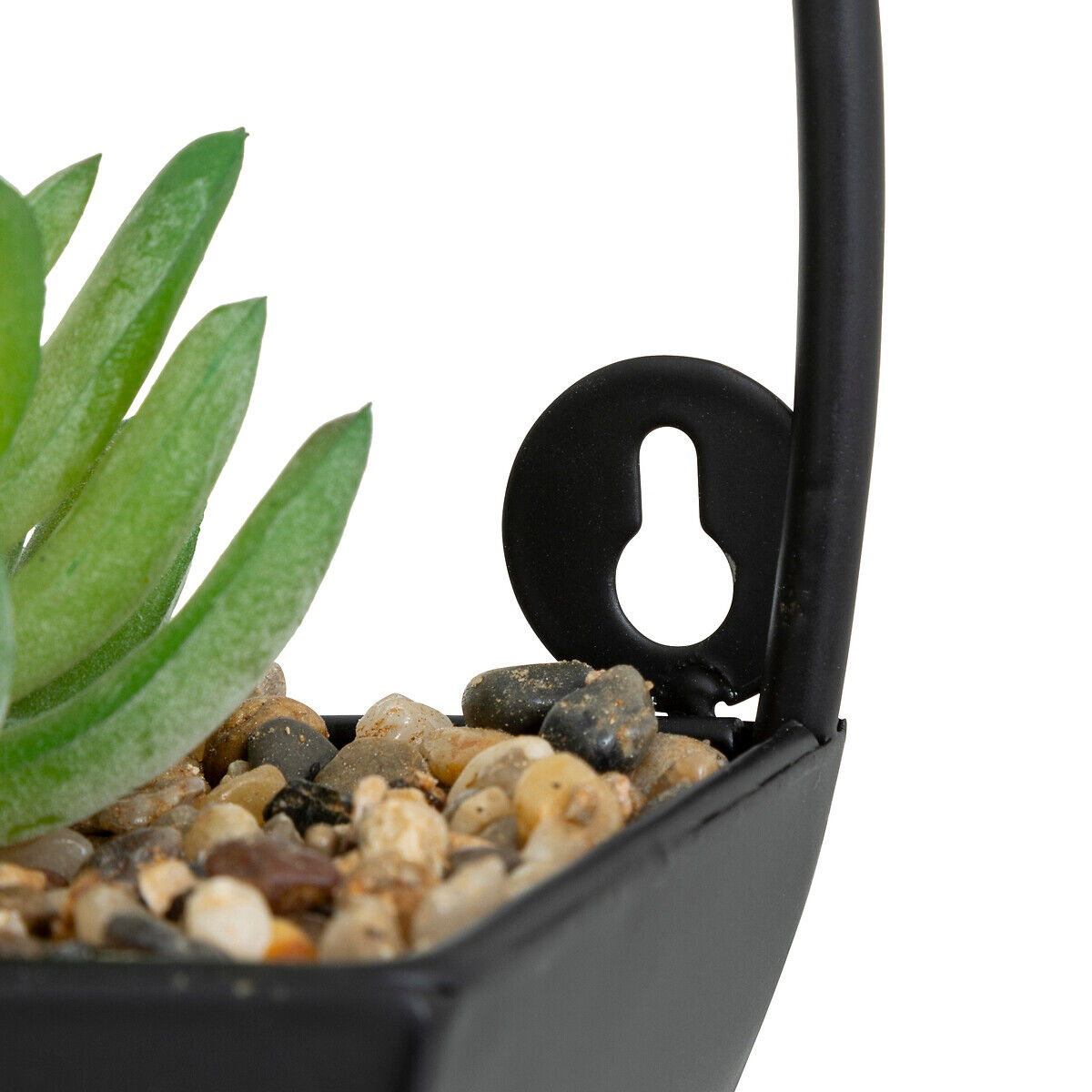 Vaso suspenso metal com plantas artificiais, , large