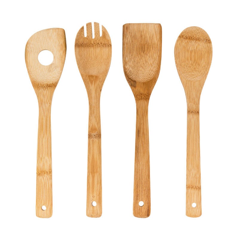 Conjunto de 4 utensílios em bambu, , large