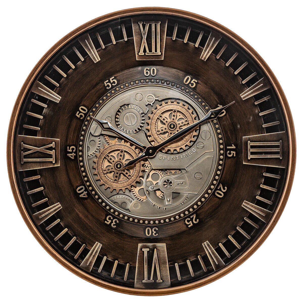 Relógio mecânico YONI castanho em metal 59cm, , large