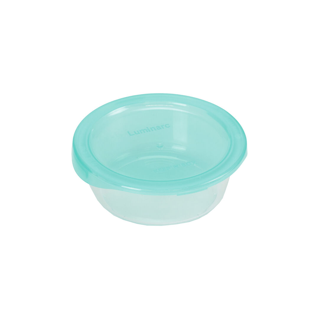 Round glass container with lid, , large