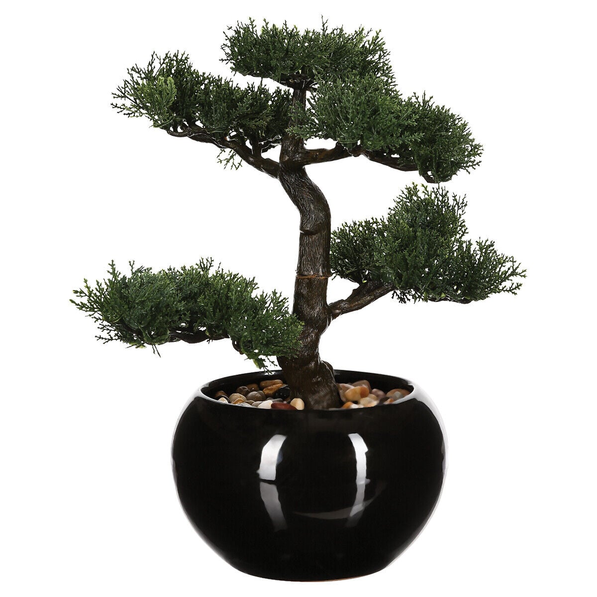 Planta bonsai artificial com vaso preto de cerâmica 36cm, , large