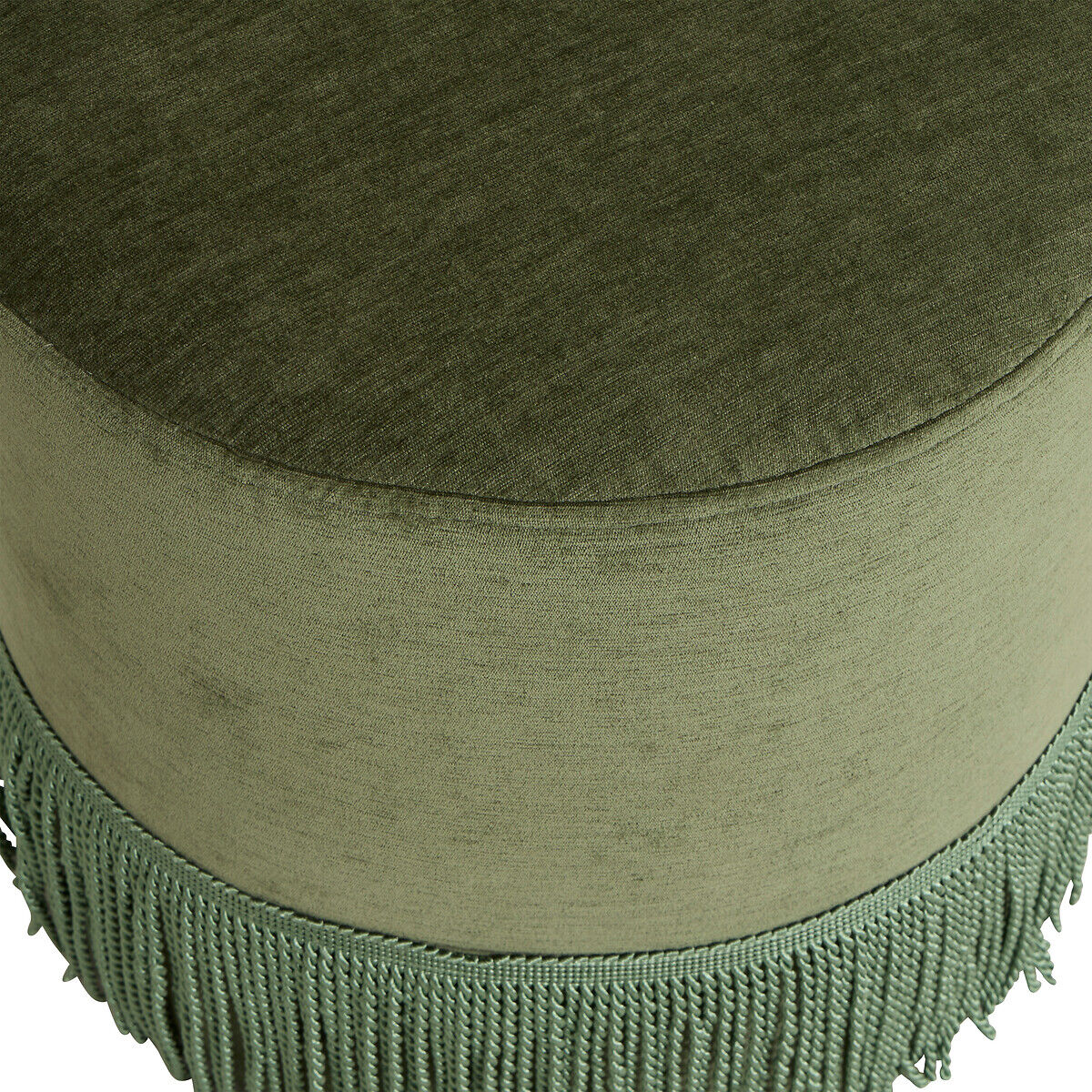 Pufe ALANYA com franjas verde 37,5x37,5x37,8cm, , large