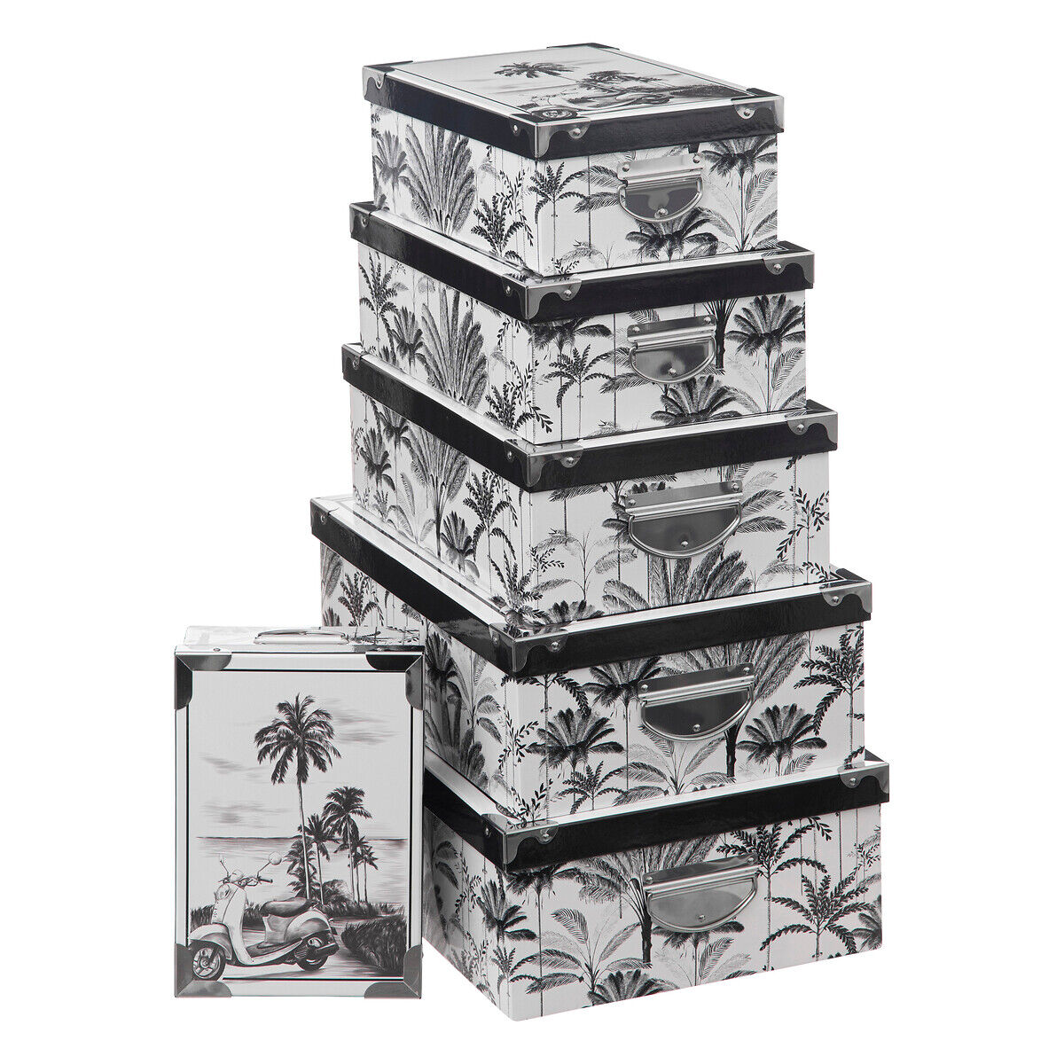 Conjunto de 6 caixas de arrumação, , large