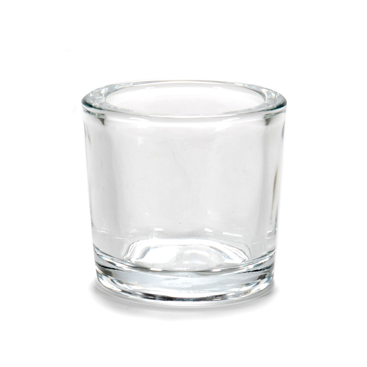 Round candle holder transparent in glass, , large