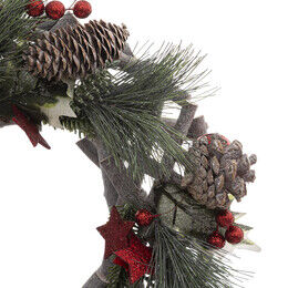 Coroa Nature Com Decoração Vermelha 30cm, , large