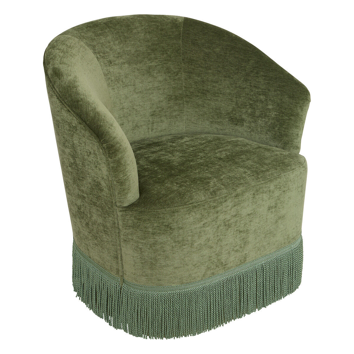 Poltrona ALANYA verde caqui em chenille 67,5x60x71cm, , large