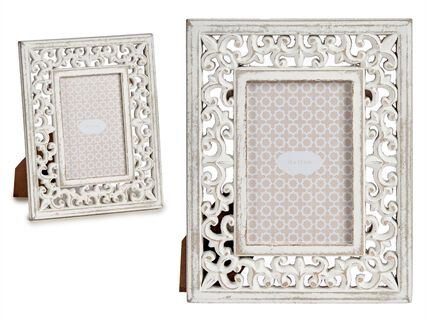Ornate photo frame white in wood, , large