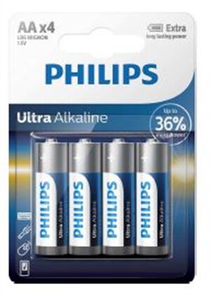 Conjunto de 4 pilhas alcalina Philips ultra power lr06, , large