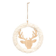 Corona Reno Con Tejido Bouclé Blanco Con LED 20cm 